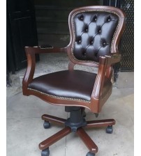 Masifart Neptün Klasik Ahşap Ofis Çalışma Koltuğu Siyah Makam Koltuğu