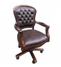 Masifart Adale Ahşap Klasik Ofis Çalışma Koltuğu Ceviz Makam Koltuğu