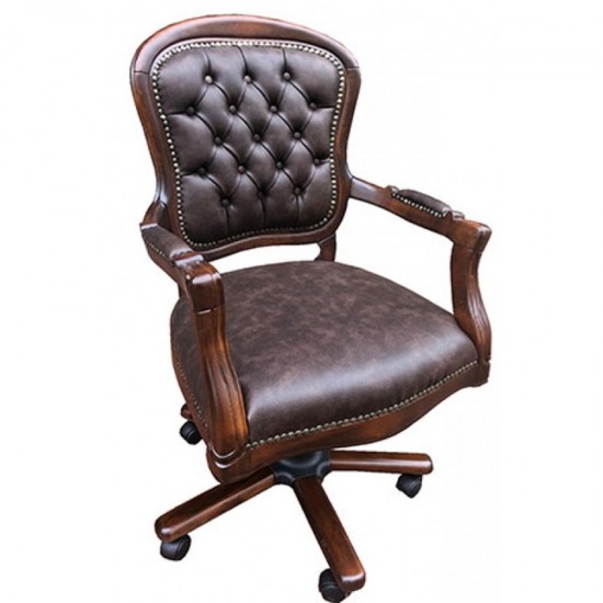 Masifart Adale Ahşap Klasik Ofis Çalışma Koltuğu Ceviz Makam Koltuğu