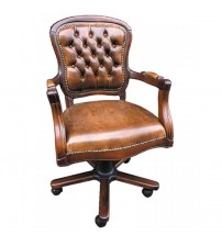 Masifart Antiqua Ahşap Klasik Ofis Sandalyesi Çalışma Koltuğu Ceviz 