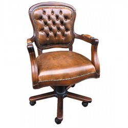 Masifart Antiqua Ahşap Klasik Ofis Sandalyesi Çalışma Koltuğu Ceviz 