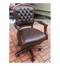 Masifart Aralia Ahşap Klasik Ofis Çalışma Koltuğu Ceviz Makam Koltuğu