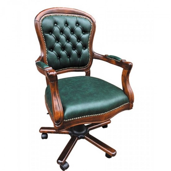 Masifart Carmen Ahşap Klasik Ofis Çalışma Koltuğu Ceviz Makam Koltuğu