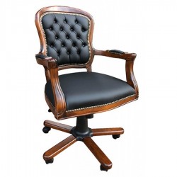 Masifart Lovia Ahşap Klasik Ofis Çalışma Koltuğu Ceviz Müdür Koltuğu