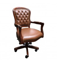 Masifart Platin Klasik Ofis Çalışma Koltuğu Ceviz Kapitoneli