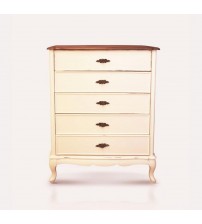 Masifart Linde 5 Çekmeceli Şifonyer Beyaz Eskitme