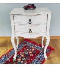 Masifart Paris Komodin Beyaz Eskitme Çekmeceli Telefonluk