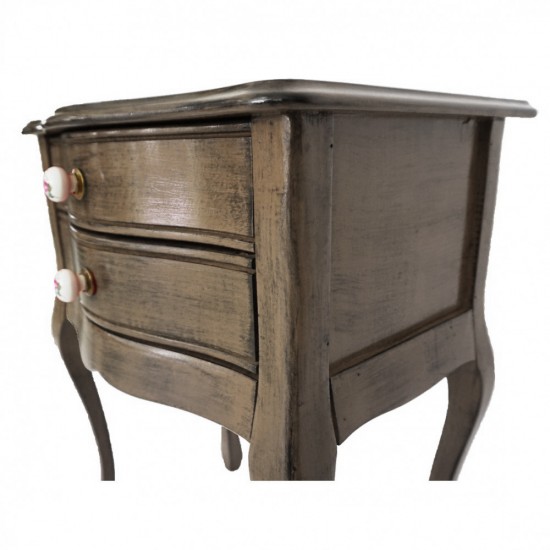 Masifart Paris Kahve Eskitme Komodin Çekmeceli Telefonluk