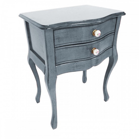 Masifart Paris Gri Eskitme Komodin Çekmeceli Telefonluk