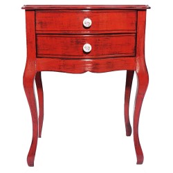 Masifart Paris Kırmızı Eskitme Komodin Çekmeceli Telefonluk