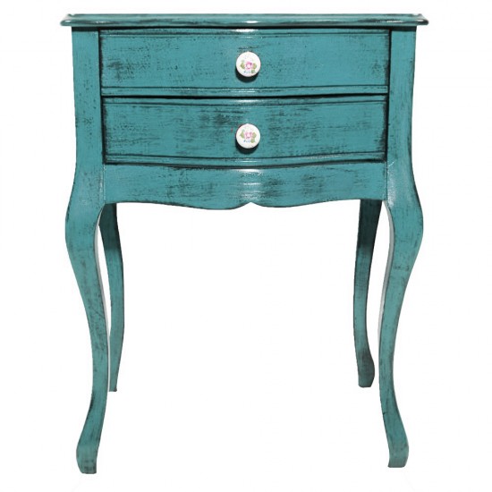 Masifart Paris Mavi Eskitme Komodin Çekmeceli Telefonluk