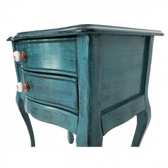 Masifart Paris Mavi Eskitme Komodin Çekmeceli Telefonluk