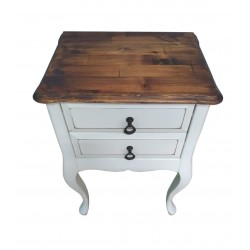 Masifart Pine komodin Çam Beyaz Eskitme Çekmeceli Telefonluk