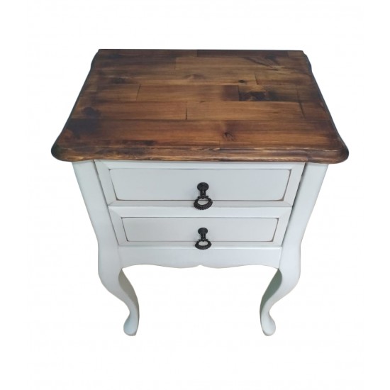 Masifart Pine komodin Çam Beyaz Eskitme Çekmeceli Telefonluk