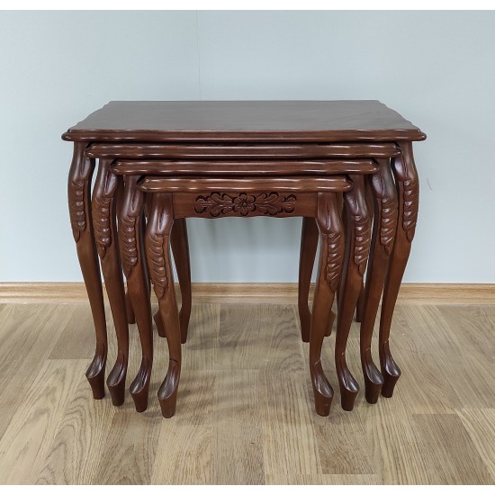 Masifart Plum Lükens Oymalı Zigon Sehpa Klasik Ceviz