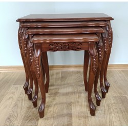 Masifart Plum Lükens Oymalı Zigon Sehpa Klasik Ceviz