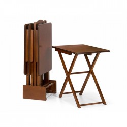 Masifart Çanta Zigon Sehpa 4`lü Ceviz Eskitme İpek Mat