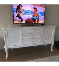 Masifart Pectus TV Ünitesi İşlemeli Beyaz Lake