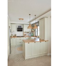 U Şekil Mat Lake Kırık Beyaz Mutfak Dolabı mtül