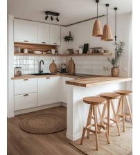 U Model Adalı Mutfak Dolabı Beyaz Lake mtül