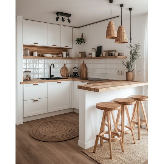 U Model Adalı Mutfak Dolabı Beyaz Lake mtül