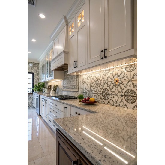 Granit Tezgah Kırık Beyaz Melamin Mutfak Dolabı mtül