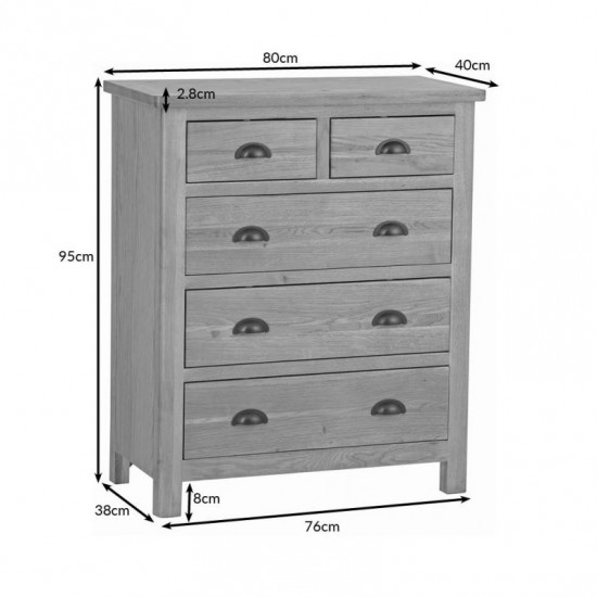Masifart Alona 3+2 Çekmeceli Şifonyer 80 cm