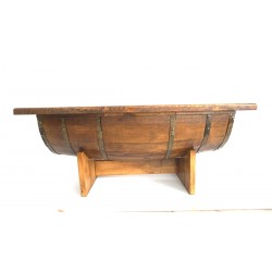 Masifart Fıçı orta Sehpa Klasik Ceviz 110 cm