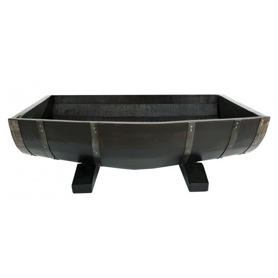 Masifart Terra Bahçe Çiçekliği 100 Cm Fıçıdan Siyah