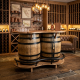 Masifart Mondavi Şarap Fıçısı Tablalı Mini Bar İkili Yarımay