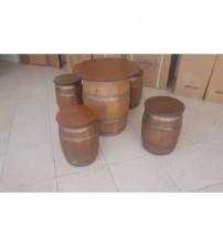 Masifart Meşe Tabure Takımı Fıçı Masa 