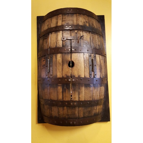 Masifart Şarap Fıçısı Duvara Monte Şaraplık Raflı