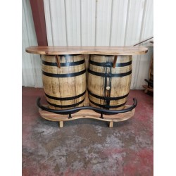 Masifart Şarap Fıçısı Tablalı Mini Bar İkili Yarımay