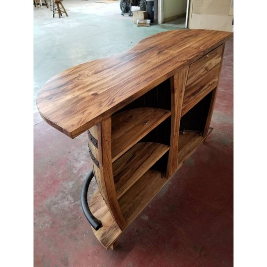 Masifart Şarap Fıçısı Tablalı Mini Bar İkili Yarımay