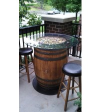 Masifart Şarap Fıçısı Cam Tablalı Açık Alan Masası