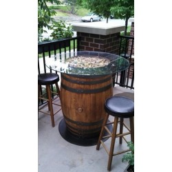 Masifart Şarap Fıçısı Cam Tablalı Açık Alan Masası