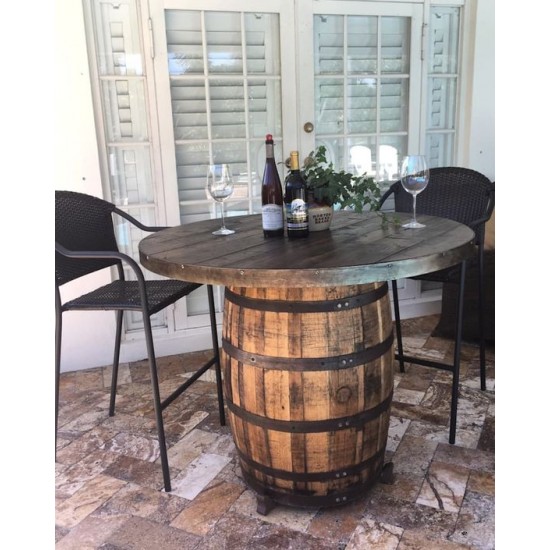 Masifart Şarap Fıçısı Ahşap Tablalı Açıkalan Masası