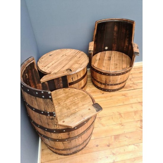 Masifart Şarap Fıçısı Çift Koltuklu Sehpalı Takım