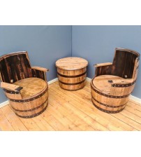 Masifart Şarap Fıçısı Çift Koltuklu Sehpalı Takım