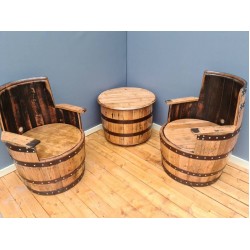 Masifart Şarap Fıçısı Çift Koltuklu Sehpalı Takım