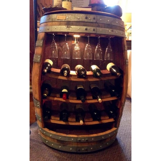 Masifart Şarap Fıçısından Kadehli Dikey Şaraplık