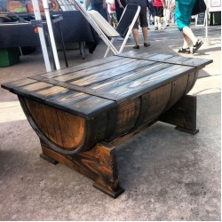 Masifart Şarap Fıçısı Dekoratif Orta Sehpa