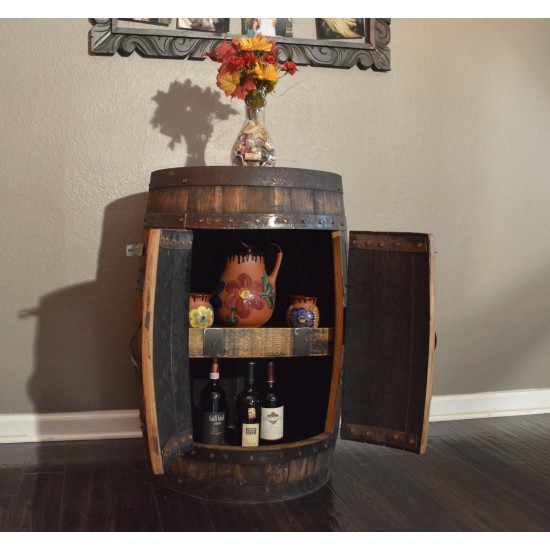 Masifart Şarap Fıçısı Latalı Raflı Mini Bar