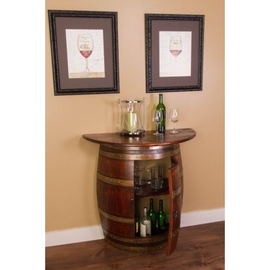 Masifart Şarap Fıçısı Dresuar Yarımay Tablalı Ceviz Eskitme