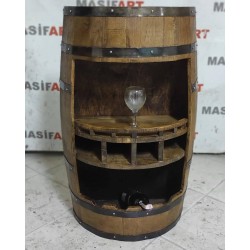 Masifart Stafor Şarap Fıçısı Kapaklı Mini Bar