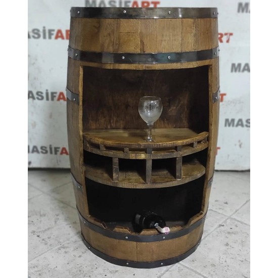 Masifart Stafor Şarap Fıçısı Kapaklı Mini Bar