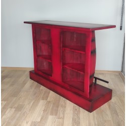 Masifart Şarap Fıçısı Dresuar Yarımay Tablalı kırmızı eskitme