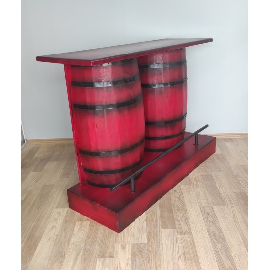 Masifart Şarap Fıçısı Dresuar Yarımay Tablalı kırmızı eskitme