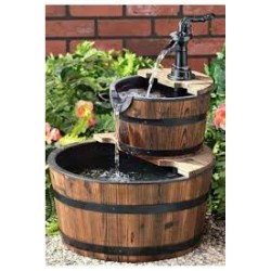 Masifart Terra Katlı Bahçe Çeşmesi Şarap fıçısından