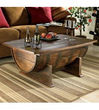 Masifart Fıçı Orta Sehpa Ceviz 110 cm Ahşap şarap Fıçısından